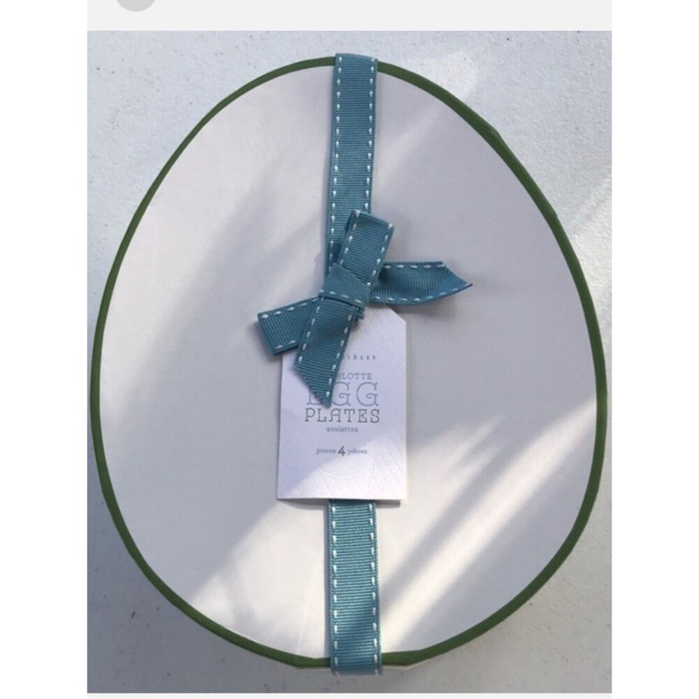 Pottery Barn Egg Shaped Plates, Set Of 4, In Egg Shaped Box